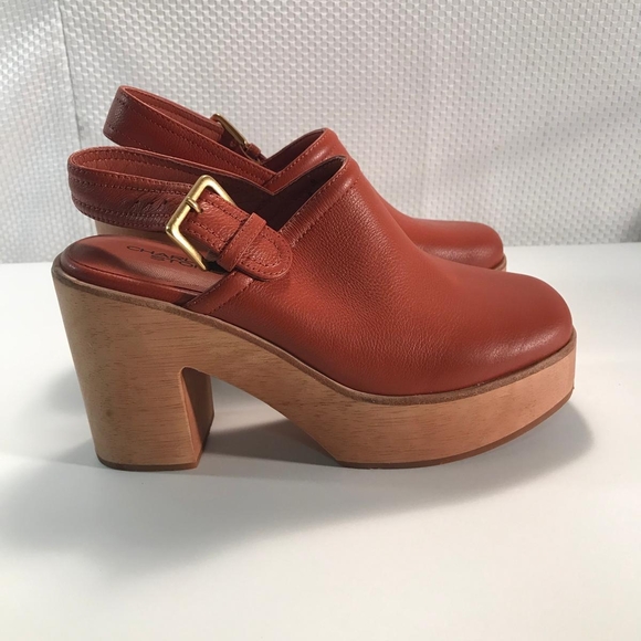 Charlotte Stone Leather Platform Mules - Rust - Picture 4 of 11